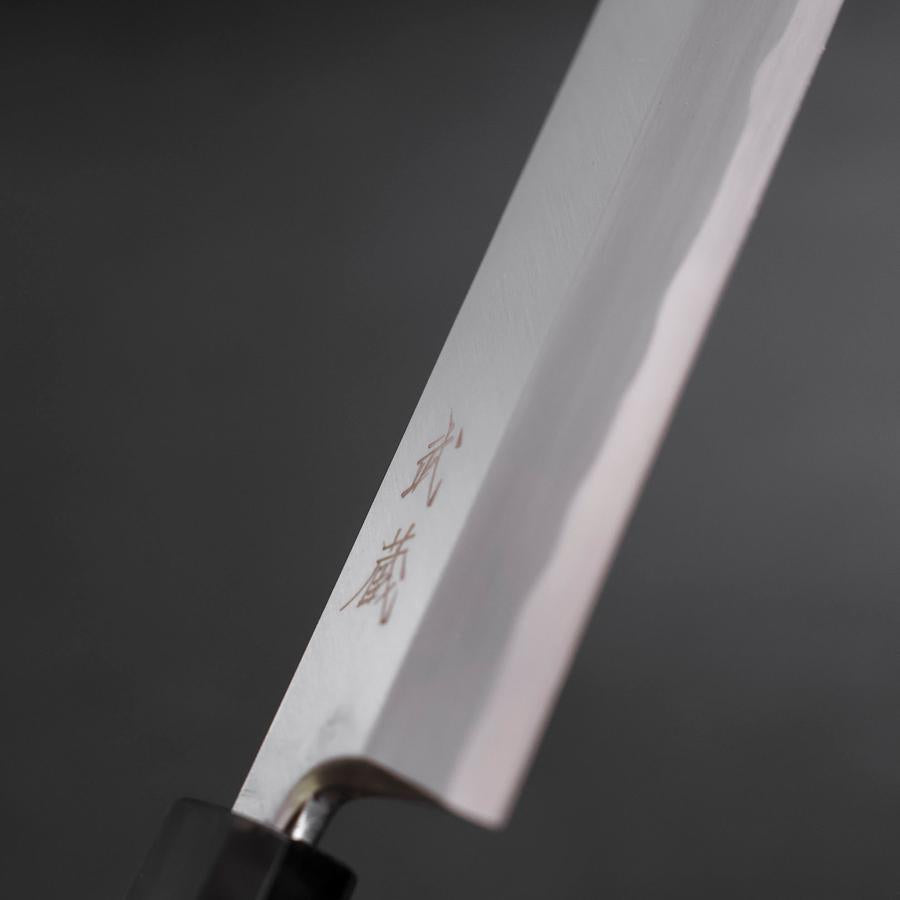 Unagisaki (Edo) Blue Steel #1 Hon-Kasumi Buffalo Teak Handle 210mm