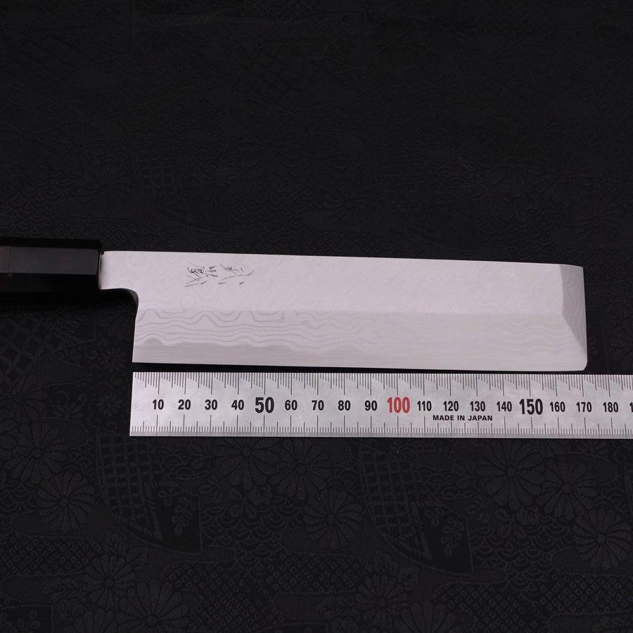 Usuba(Kanto) Blue Steel #2 Suminagashi Buffalo Ebony Handle 180mm