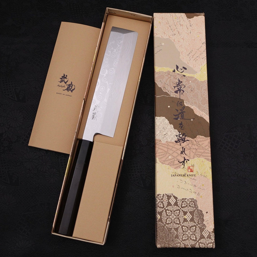 Usuba(Kanto) Blue Steel #2 Suminagashi Buffalo Ebony Handle 180mm