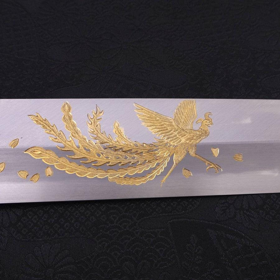 Usuba(Kanto) White Steel #2 Kasumi Chokin Phoenix-Sakura Buffalo Ebony Handle 180mm