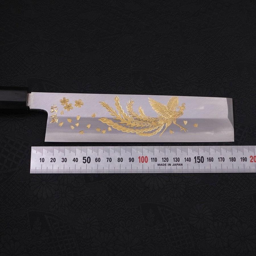 Usuba(Kanto) White Steel #2 Kasumi Chokin Phoenix-Sakura Buffalo Ebony Handle 180mm