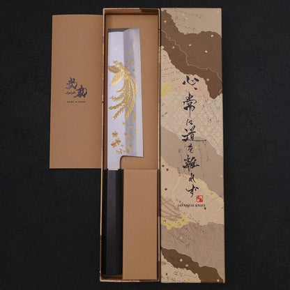 Usuba(Kanto) White Steel #2 Kasumi Chokin Phoenix-Sakura Buffalo Ebony Handle 180mm