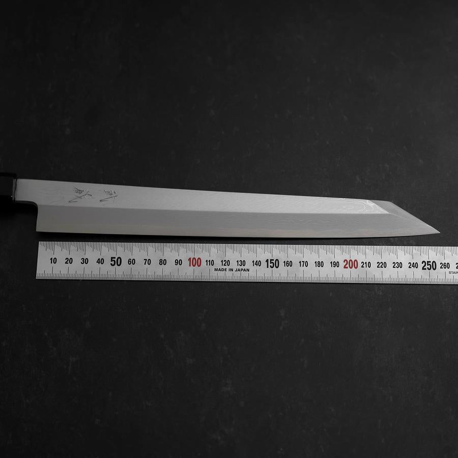 Yanagi Kiritsuke Blue Steel #1 Suminagashi Buffalo Ebony Handle With Sheath 270mm