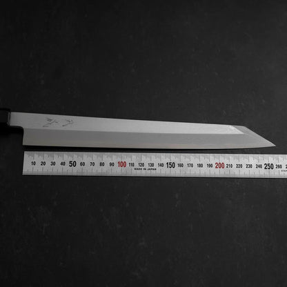 Yanagi Kiritsuke Blue Steel #1 Suminagashi Buffalo Ebony Handle With Sheath 270mm