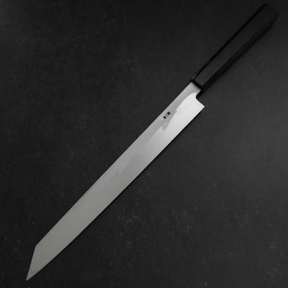 Yanagi Kiritsuke Blue Steel #1 Suminagashi Buffalo Ebony Handle With Sheath 300mm