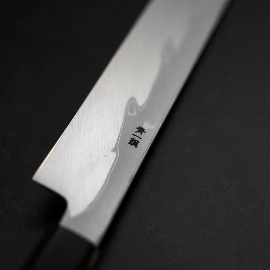 Yanagi Kiritsuke Blue Steel #1 Suminagashi Buffalo Ebony Handle With Sheath 300mm