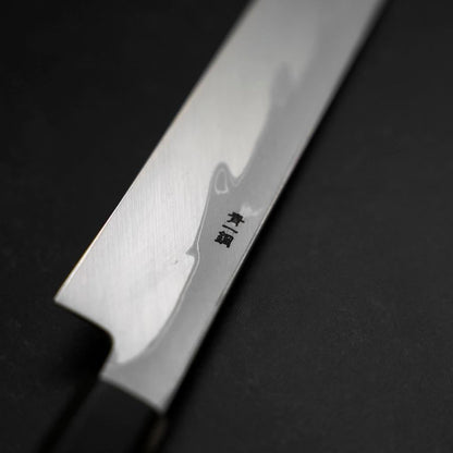 Yanagi Kiritsuke Blue Steel #1 Suminagashi Buffalo Ebony Handle With Sheath 300mm