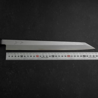 Yanagi Kiritsuke Blue Steel #1 Suminagashi Buffalo Ebony Handle With Sheath 300mm