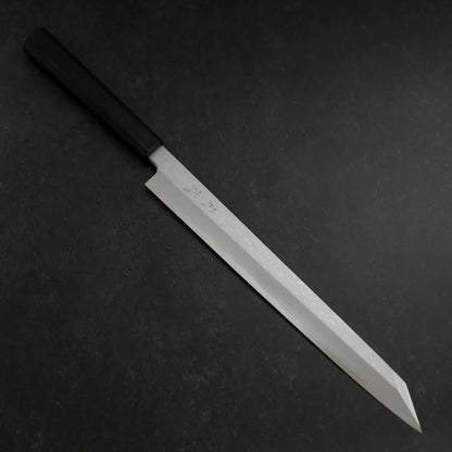 Yanagi Kiritsuke Blue Steel #1 Suminagashi Buffalo Ebony Handle With Sheath 300mm