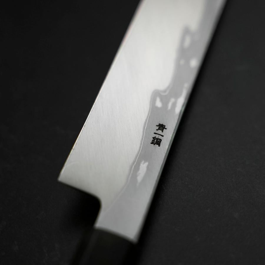 Yanagi Kiritsuke Blue Steel #1 Suminagashi Buffalo Ebony Handle With Sheath 330mm