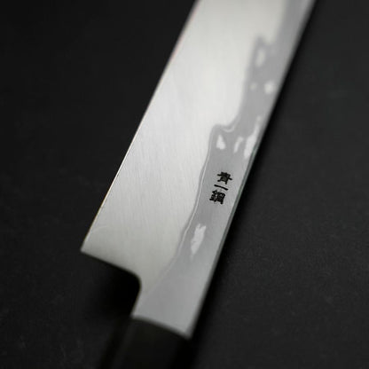 Yanagi Kiritsuke Blue Steel #1 Suminagashi Buffalo Ebony Handle With Sheath 330mm