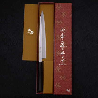 Yanagi Kiritsuke Blue Steel #2 Kasumi Buffalo Ebony Handle 240mm