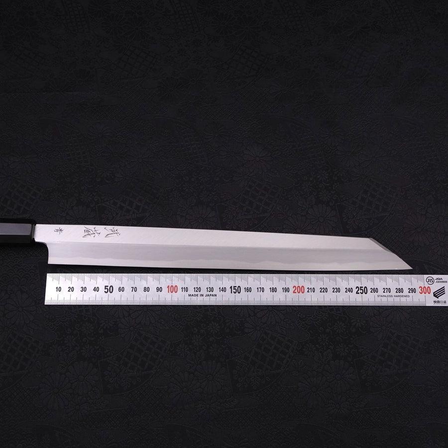 Yanagi Kiritsuke Blue Steel #2 Kasumi Buffalo Ebony Handle 300mm