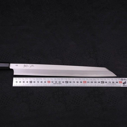 Yanagi Kiritsuke Blue Steel #2 Kasumi Buffalo Ebony Handle 300mm