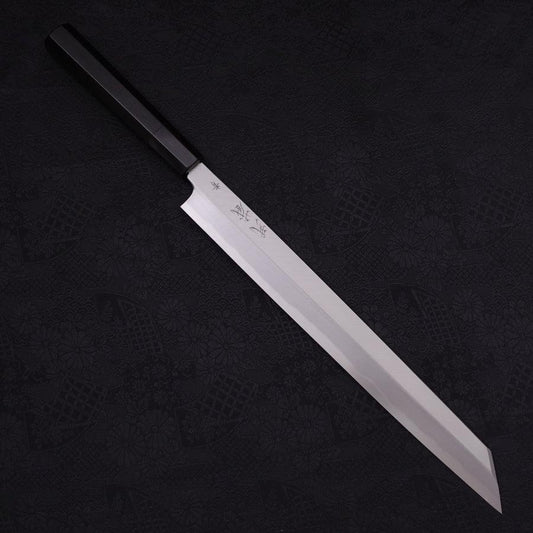 Yanagi Kiritsuke Blue Steel #2 Kasumi Buffalo Ebony Handle 300mm