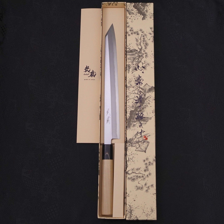 Yanagi Kiritsuke Blue Steel #2 Kasumi Magnolia Buffalo Handle 270mm