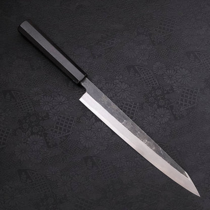 Yanagi Kiritsuke Blue Steel #2 Kurouchi Buffalo Ebony Handle 240mm