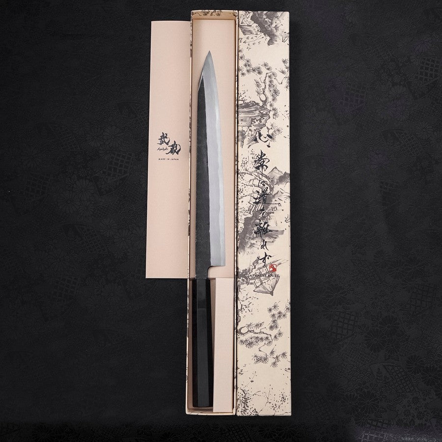 Yanagi Kiritsuke Blue Steel #2 Kurouchi Buffalo Ebony Handle 270mm