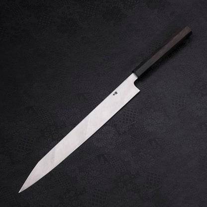 Yanagi Kiritsuke Blue Steel #2 Kurouchi Buffalo Ebony Handle 300mm