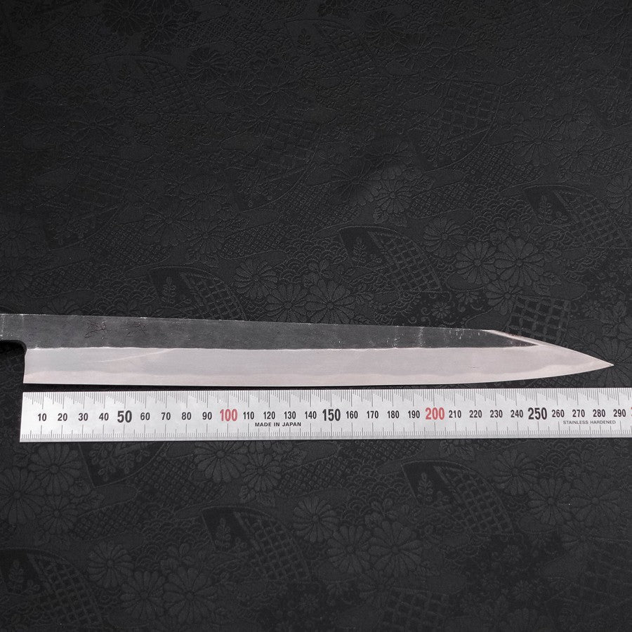 Yanagi Kiritsuke Blue Steel #2 Kurouchi Buffalo Ebony Handle 300mm