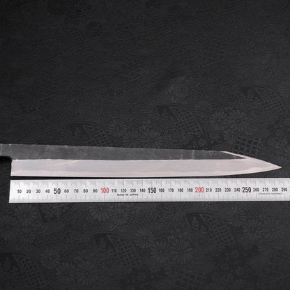 Yanagi Kiritsuke Blue Steel #2 Kurouchi Buffalo Ebony Handle 300mm