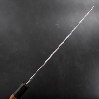 Yanagi Kiritsuke Silver Steel #3 Damascus Mirror Buffalo Teak Handle 300mm