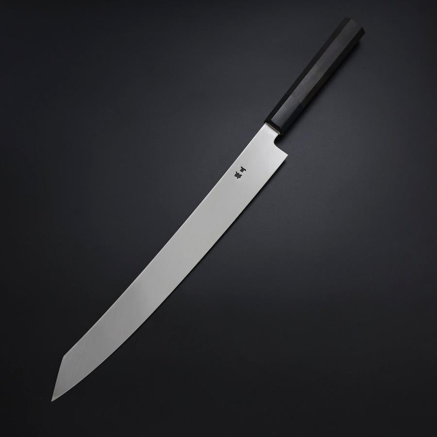 Yanagi Kiritsuke Silver Steel #3 Kasumi Buffalo Ebony Handle 300mm