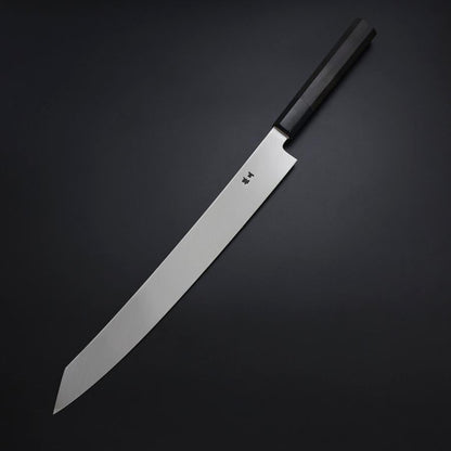 Yanagi Kiritsuke Silver Steel #3 Kasumi Buffalo Ebony Handle 300mm