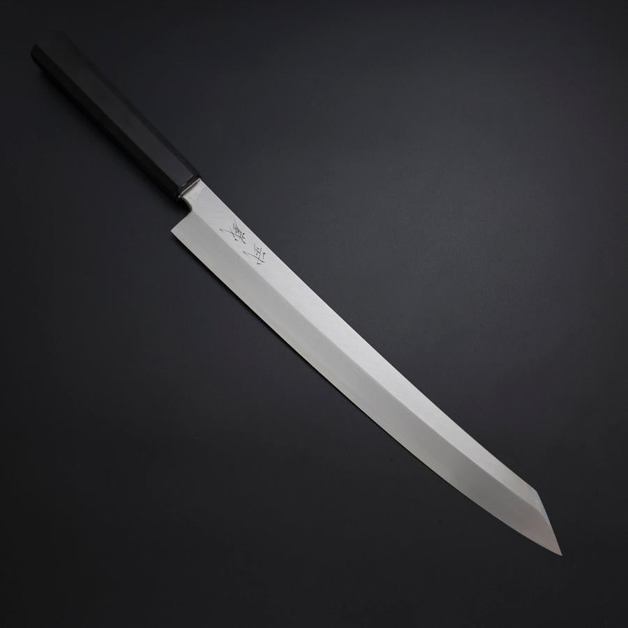 Yanagi Kiritsuke Silver Steel #3 Kasumi Buffalo Ebony Handle 300mm