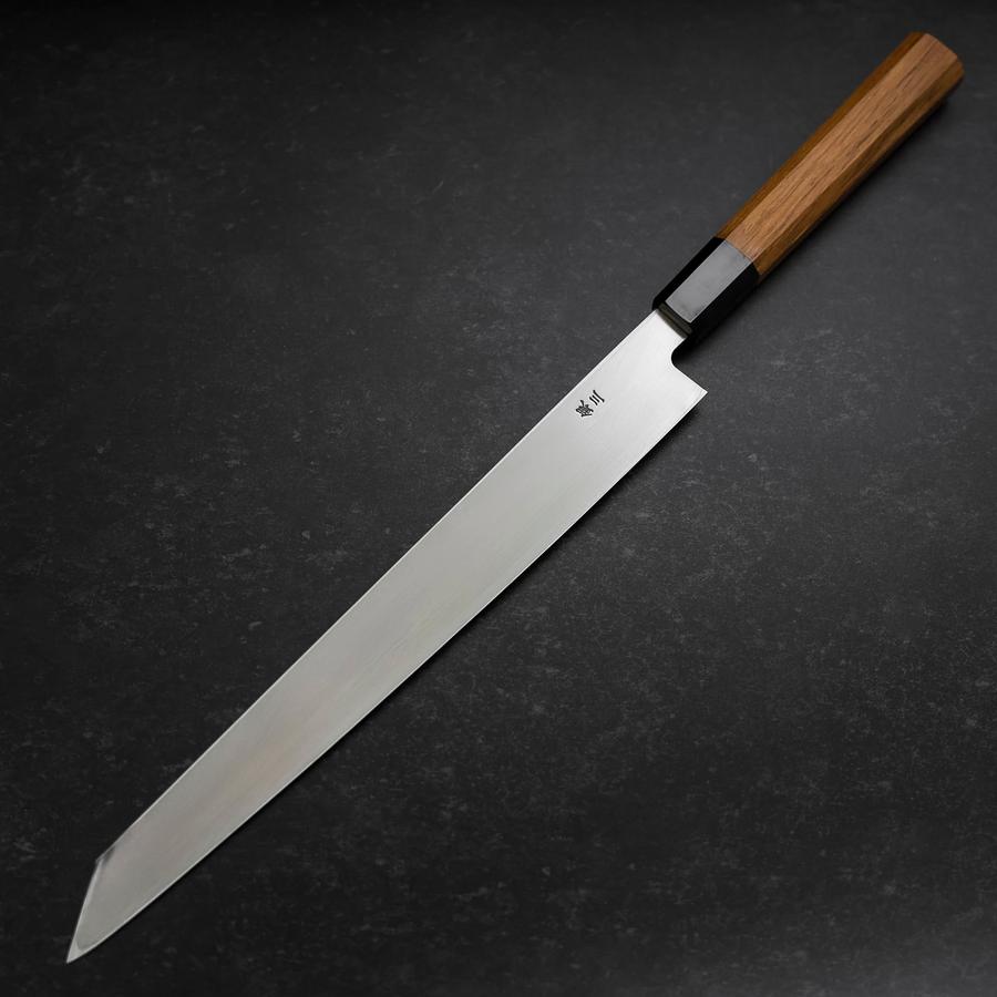 Yanagi Kiritsuke Silver Steel #3 Kasumi Buffalo Teak Handle 300mm
