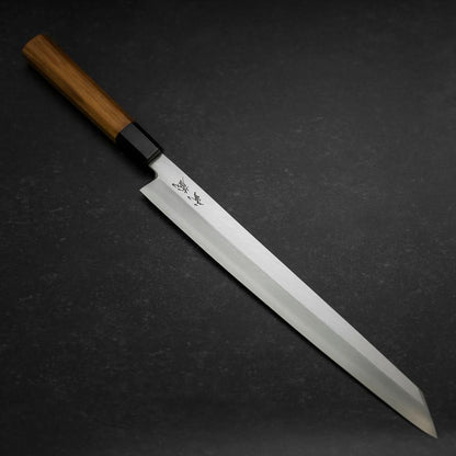Yanagi Kiritsuke Silver Steel #3 Kasumi Buffalo Teak Handle 300mm