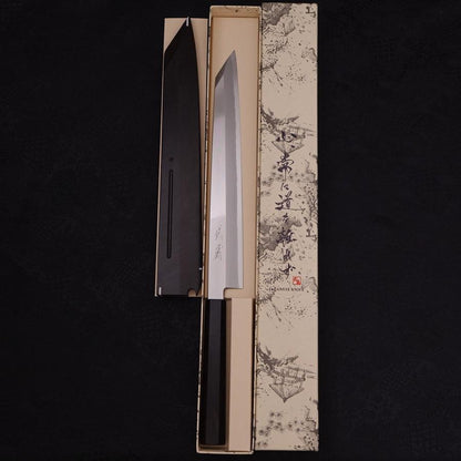 Yanagi Kiritsuke Silver Steel #3 Mirror Buffalo Ebony Handle 270mm