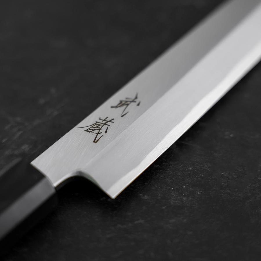Yanagi Kiritsuke White Steel #2 Kasumi Buffalo Teak Handle 270mm