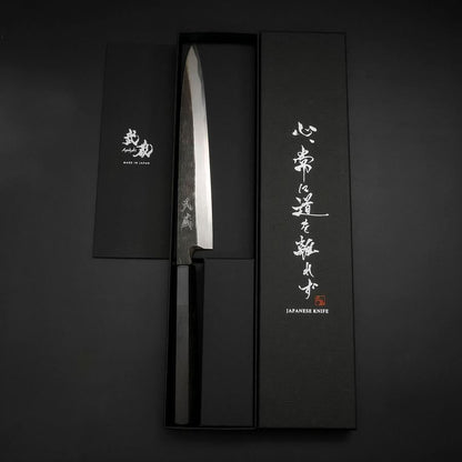 Yanagiba Blue Steel #2 Kurouchi Buffalo Ebony Handle 210mm