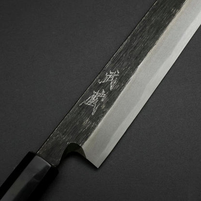 Yanagiba Blue Steel #2 Kurouchi Buffalo Ebony Handle 240mm