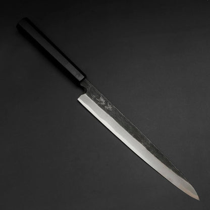 Yanagiba Blue Steel #2 Kurouchi Buffalo Ebony Handle 240mm