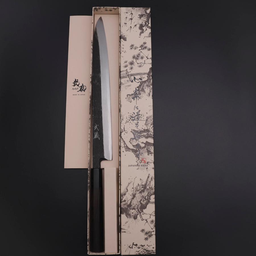Yanagiba Blue Steel #2 Kurouchi Buffalo Ebony Handle 290mm