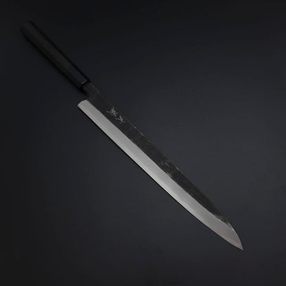 Yanagiba Blue Steel #2 Kurouchi Buffalo Ebony Handle 290mm