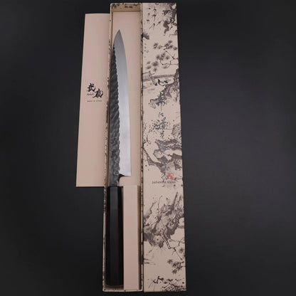 Yanagiba Blue Steel #2 Tsuchime Kurouchi Buffalo Ebony Handle 270mm
