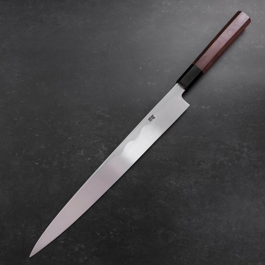 Yanagiba Blue Steel #1 Hon-Kasumi Buffalo Walnut Handle 300mm
