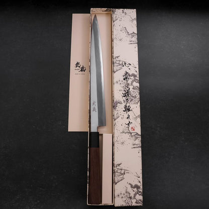 Yanagiba Blue Steel #1 Hon-Kasumi Buffalo Walnut Handle 300mm