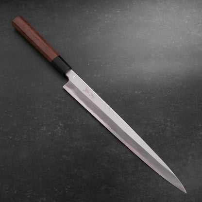 Yanagiba Blue Steel #1 Hon-Kasumi Buffalo Walnut Handle 300mm