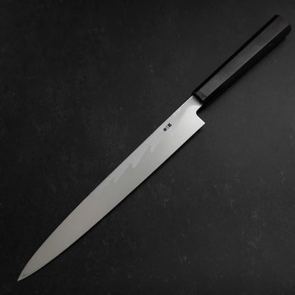Yanagiba Blue Steel #1 Suminagashi Buffalo Ebony Handle With Sheath 270mm