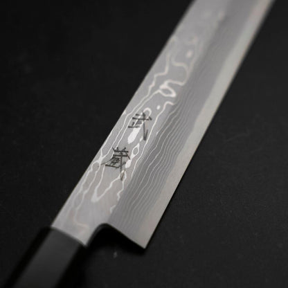 Yanagiba Blue Steel #1 Suminagashi Buffalo Ebony Handle With Sheath 330mm