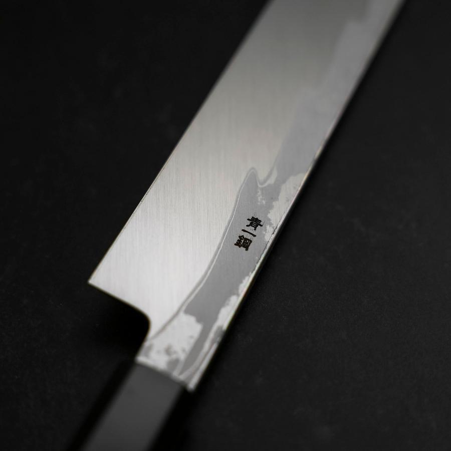 Yanagiba Blue Steel #1 Suminagashi Buffalo Ebony Handle With Sheath 330mm