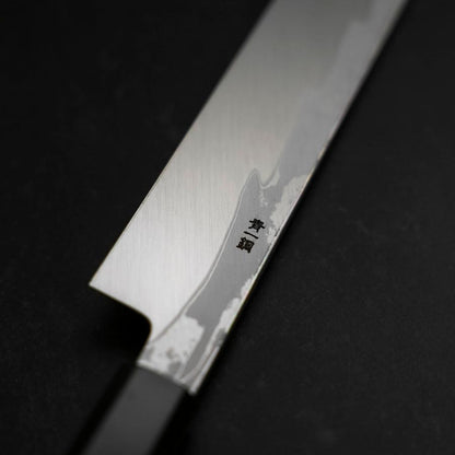 Yanagiba Blue Steel #1 Suminagashi Buffalo Ebony Handle With Sheath 330mm