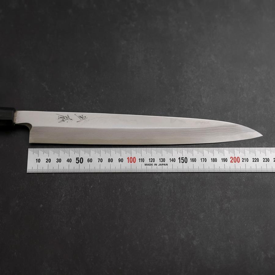 Yanagiba Blue Steel #2 Damascus Buffalo Ebony Handle 210mm