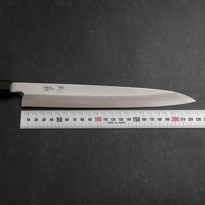 Yanagiba Blue Steel #2 Damascus Buffalo Ebony Handle 210mm