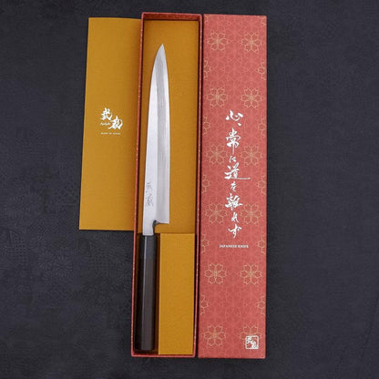 Yanagiba Blue Steel #2 Damascus Shitan Handle 240mm