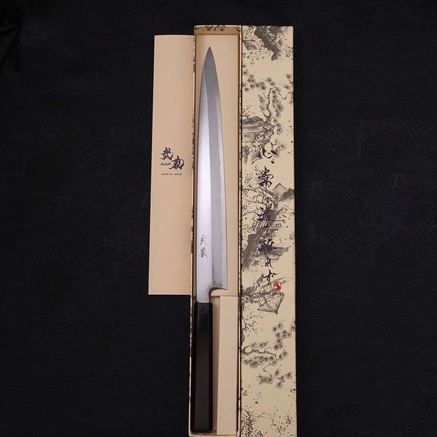 Yanagiba Blue Steel #2 Kasumi Buffalo Ebony Handle 300mm